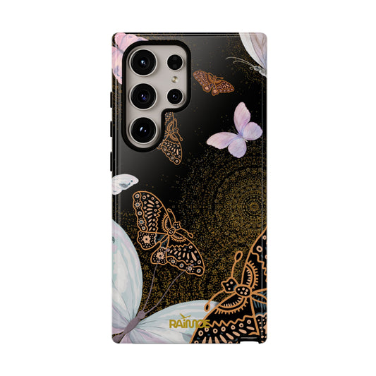 Funda resistente con diseño de mariposa espiral para Samsung Galaxy (brillante)