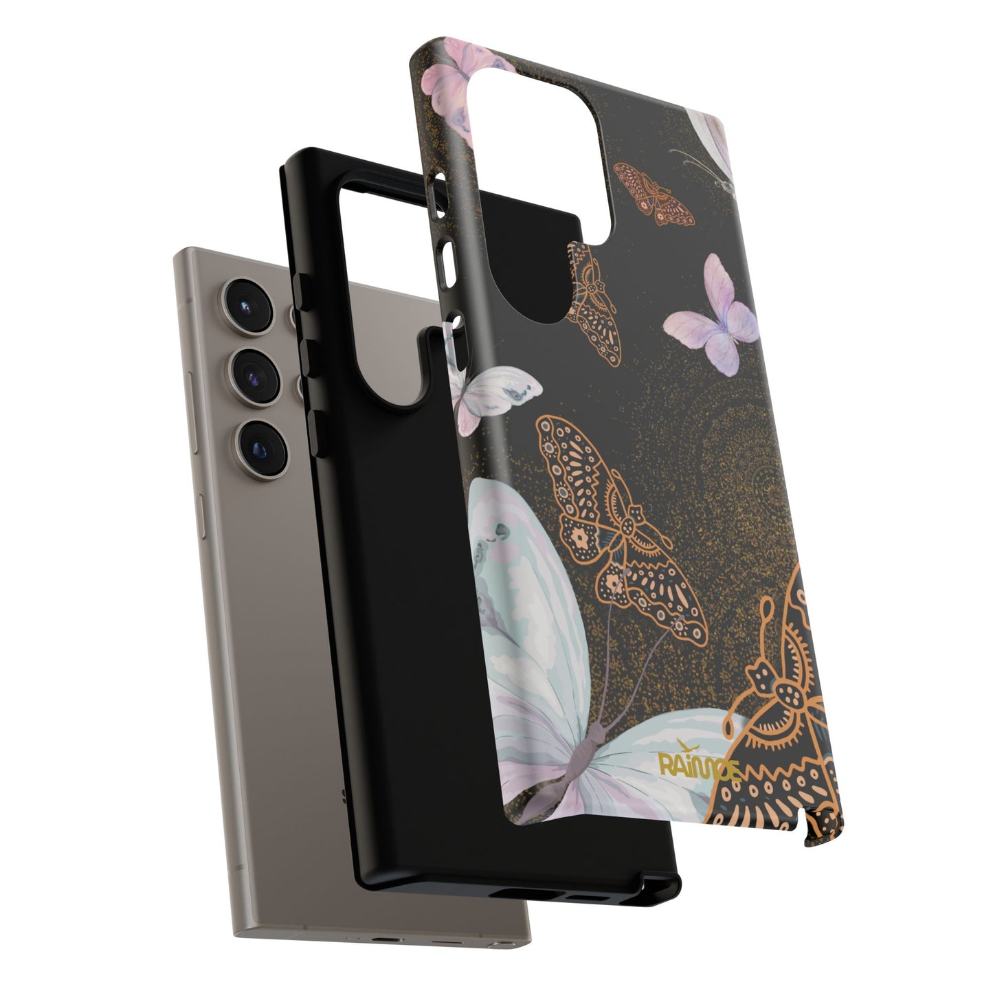 Funda resistente para Samsung Galaxy (mate) con diseño de mariposa espiral