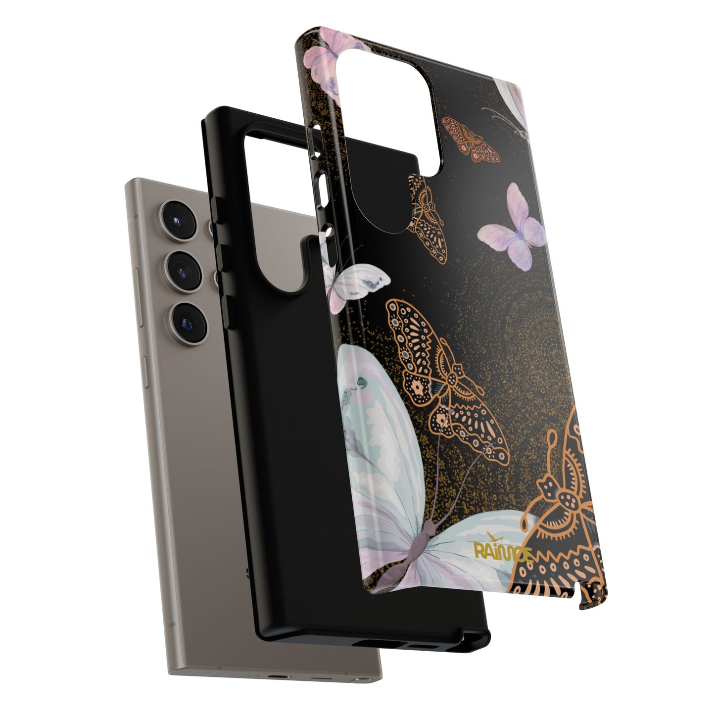 Funda resistente con diseño de mariposa espiral para Samsung Galaxy (brillante)