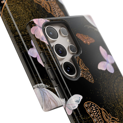 Funda resistente con diseño de mariposa espiral para Samsung Galaxy (brillante)