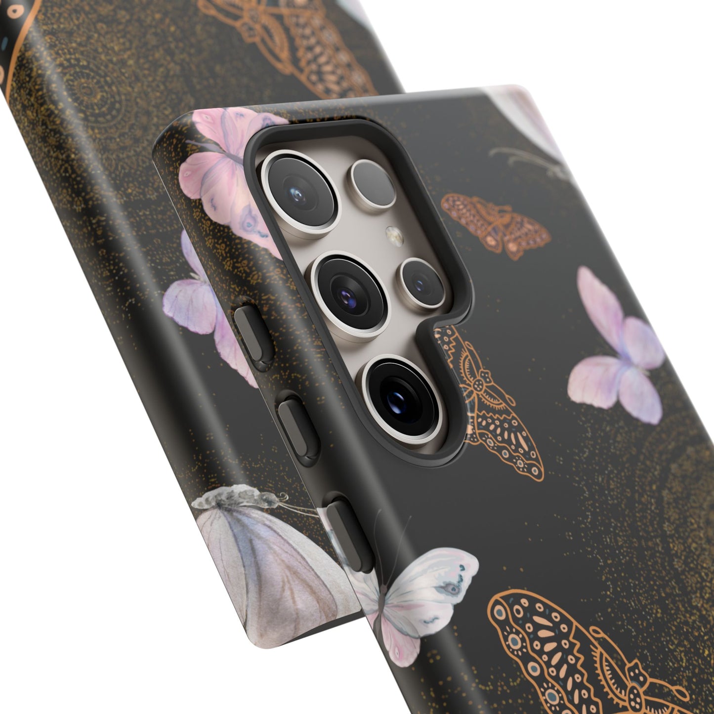 Funda resistente para Samsung Galaxy (mate) con diseño de mariposa espiral