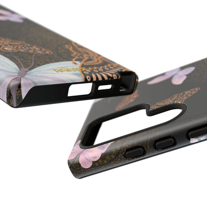 Funda resistente para Samsung Galaxy (mate) con diseño de mariposa espiral