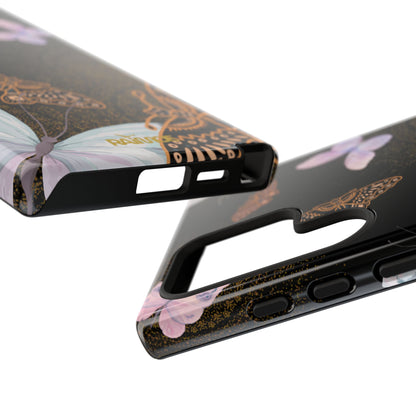 Funda resistente con diseño de mariposa espiral para Samsung Galaxy (brillante)