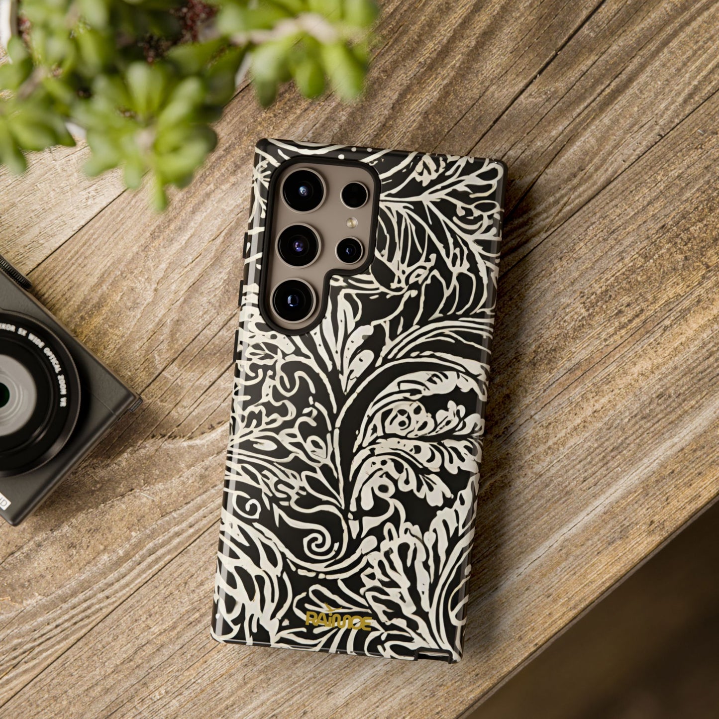 Funda resistente con diseño de hoja y brillo para Samsung Galaxy