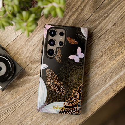 Funda resistente con diseño de mariposa espiral para Samsung Galaxy (brillante)