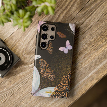 Funda resistente para Samsung Galaxy (mate) con diseño de mariposa espiral