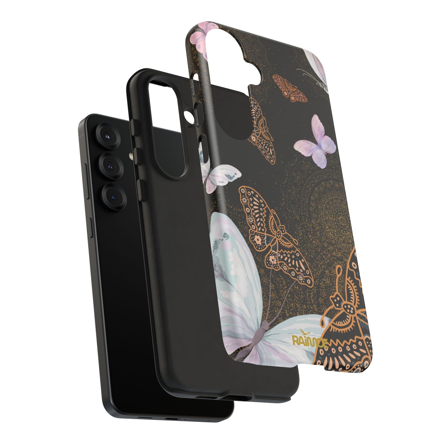 Funda resistente para Samsung Galaxy (mate) con diseño de mariposa espiral