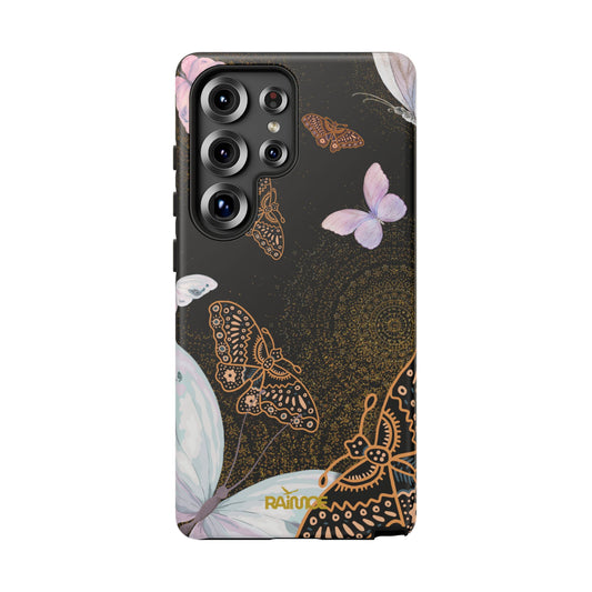 Funda resistente para Samsung Galaxy (mate) con diseño de mariposa espiral