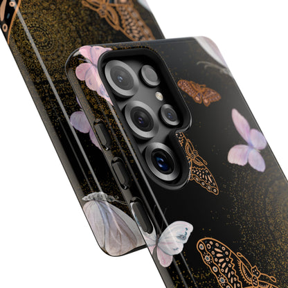 Funda resistente con diseño de mariposa espiral para Samsung Galaxy (brillante)