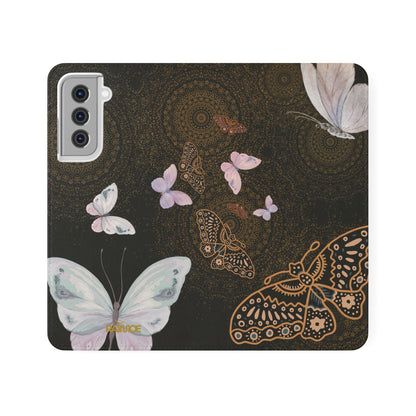 Funda con tapa para Samsung Galaxy con diseño de mariposa espiral