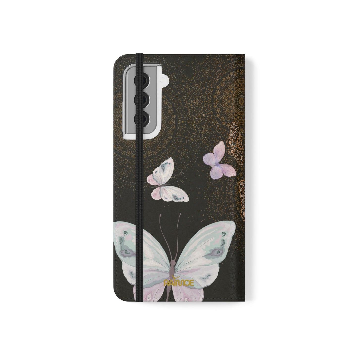 Funda con tapa para Samsung Galaxy con diseño de mariposa espiral