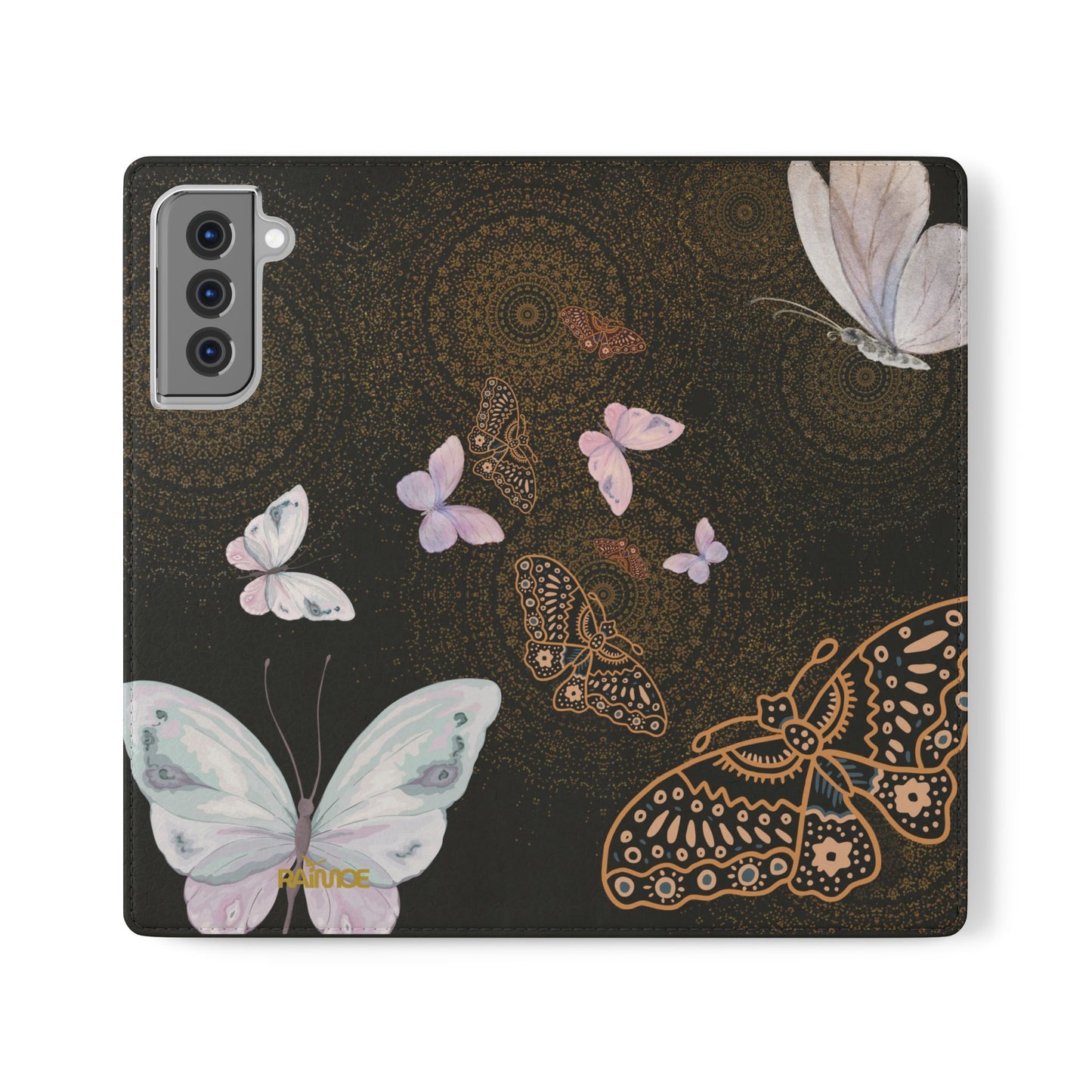Funda con tapa para Samsung Galaxy con diseño de mariposa espiral