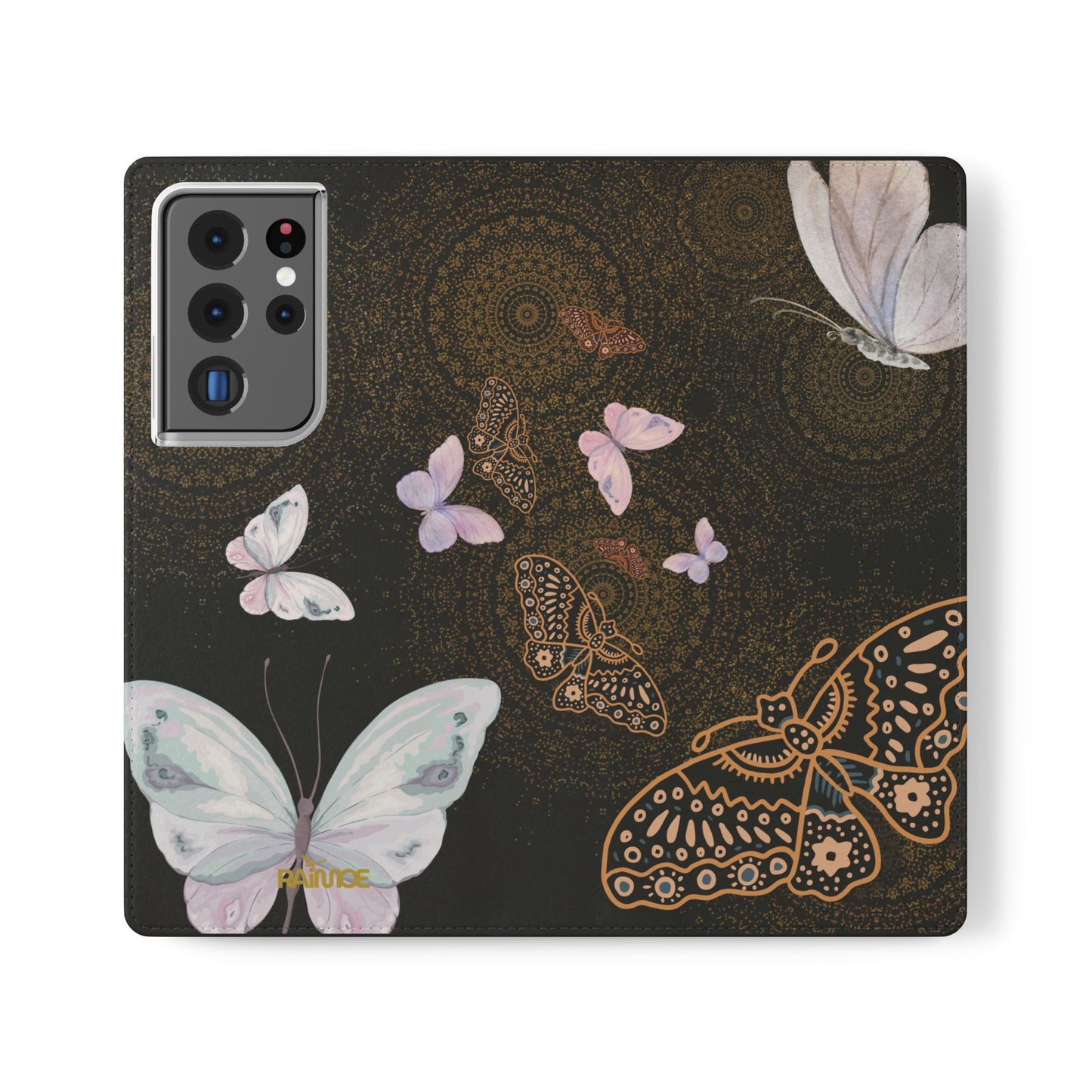 Funda con tapa para Samsung Galaxy con diseño de mariposa espiral