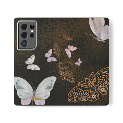 Funda con tapa para Samsung Galaxy con diseño de mariposa espiral