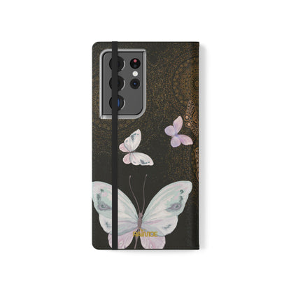 Funda con tapa para Samsung Galaxy con diseño de mariposa espiral