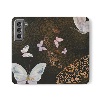 Funda con tapa para Samsung Galaxy con diseño de mariposa espiral