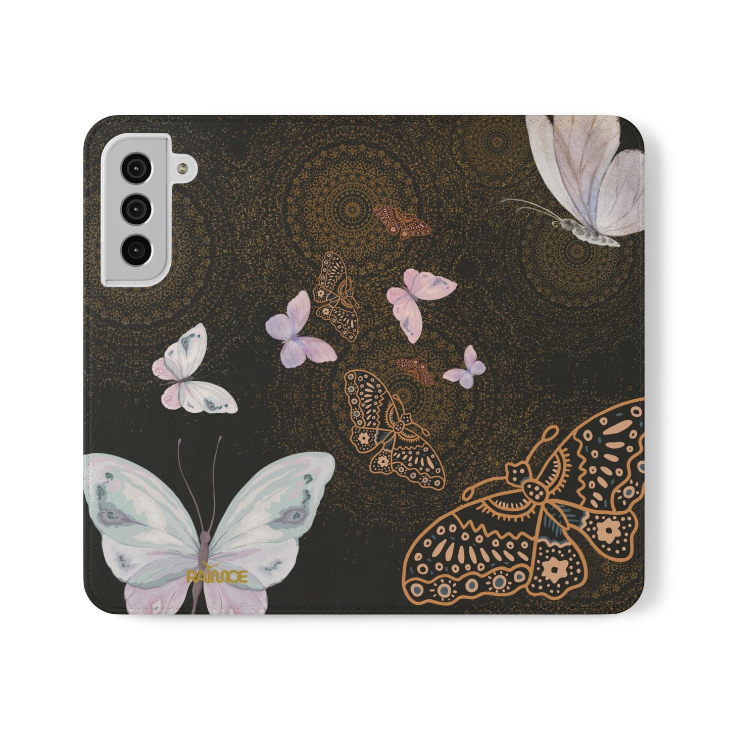 Funda con tapa para Samsung Galaxy con diseño de mariposa espiral