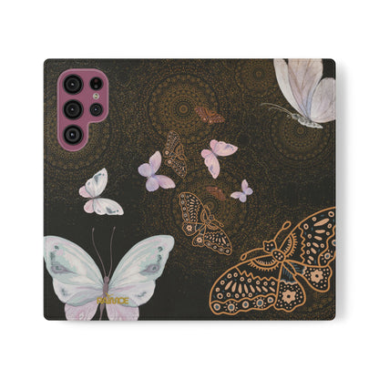 Funda con tapa para Samsung Galaxy con diseño de mariposa espiral